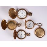 (Lot of 5) Gold-filled, hunting case pocketwatches Including 1) Howard gold-filled, hunting case