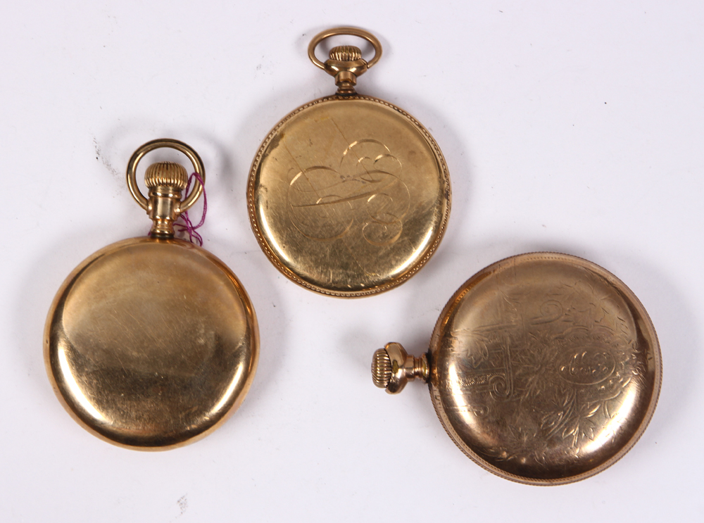 (Lot of 3) Gold-filled open face pocketwatches Including 1) Elgin gold-filled, open face - Image 2 of 2