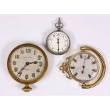 (Lot of 3) Metal clocks and items Including 1) Waltham 8 day metal clock (without base), measuring