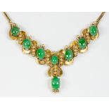 Jadeite, diamond, and yellow gold necklace