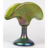 Loetz Iridescent Art Glass Vase, the trumpet form spreading to a tulip rim
