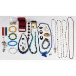 Collection of multi-stone, sterling silver, metal jewelry Including 5) agate, cultured pearl,