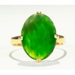 Jadeite and 22k yellow gold ring