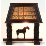 Arts & Crafts Folk Art carved wood lamp