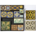 (lot of 15) Assorted ceramic art pottery tile group, of various form and style, makers include