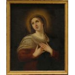 European School (19th century), Madonna, oil on canvas, unsigned, overall (with frame): 27.25"h x