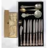 (lot of 13) Assorted sterling silver and silverplate flatware, consisting of (2) souvenir spoons,
