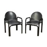 (lot of 2) Gae Aulenti for Knoll black leather armchairs