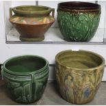 (lot of 4) Art pottery jardiniere group, of various makers and designs, consisting of a Majolica