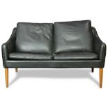 Hans Olsen Danish black leather settee