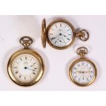 (Lot of 3) Gold-filled pocketwatches Including 1) gold-filled, hunting case pendant pocketwatch,