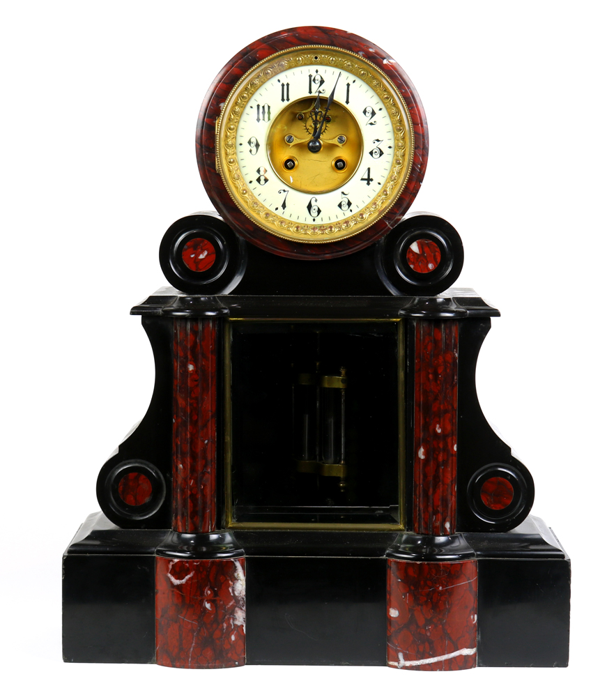 French open escapement marble mantle clock circa 1860