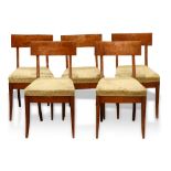 (lot of 5) Suite of Continental Biedermeier maple dining chairs
