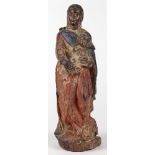 Continental polychrome carved wood figure of Madonna and Child