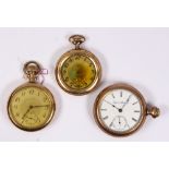 (Lot of 3) Gold-filled open face pocketwatches Including 1) Elgin gold-filled, open face