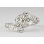 Diamond, platinum and 14k white gold ring Featuring (20) old European-cut diamonds, weighing a total
