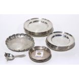 (lot of 22) Sterling silver small plate group, consisting of butter pats, bread plates and a scallop