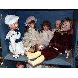 (lot of 5) Early German bisque dolls, consisting of (2) made by Kestner, (2) made by Simon and