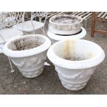 (lot of 5) Italian outdoor planter group, consisting of (3) jardinieres 17"h x 22"w, together