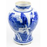 Chinese Blue-and-White Porcelain Jar, Longevity