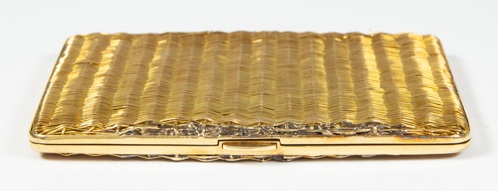 18k yellow gold woven cigarette box - Image 3 of 3