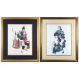 (lot of 2) Chinese prints, Wang Lan (20th century), lower with title and pencil signature: first