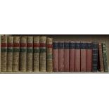 One shelf of leather and cloth bound books including a partial set of 1852 publ. leather and
