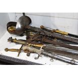 (lot of 12) Vintage sword group, including decorative and parade examples, many with scabbards,