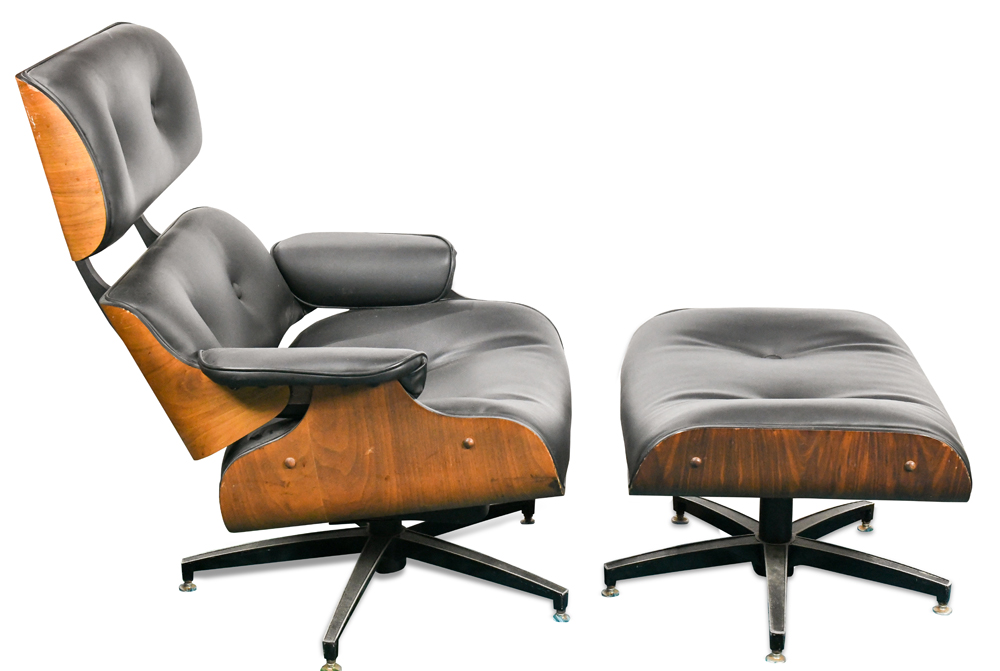 (lot of 2) Eames style chair with ottoman - Image 2 of 3