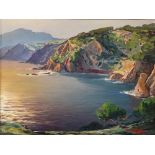 "Coastal Sunset," oil on canvas, signed "Penijohn" lower right, 20th century, titled verso,
