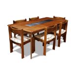 (lot of 7) Danish Modern Johannes Andersen for Uldum Møbelfabrik dining suite, consisting of a