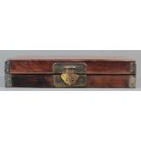 Chinese hardwood huanghuali document box, of rectangular form with metal fittings and lock plate,