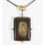 Agate, diamond, and silver-gilt pendant-necklace