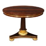 Continental Empire style partial gilt and mahogany center table