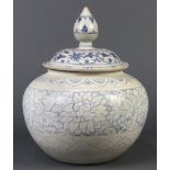 Vietnamese Blue-and-White Lidded Jar, Flowers
