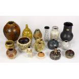 (lot of 16) Modern German and Danish pottery group including Mobach vases, one having a tapered form