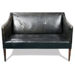 Danish Modern Jacob Kjaer black leather settee