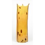 Art glass floor vase, late 20th Century, of cylindrical form with a mottled yellow ground and