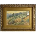 Helen Balfour (American, 1847-1925), "Hillside Landscape," watercolor, signed lower right, gallery