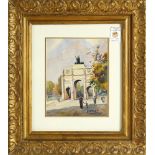 Hubert John Langton (American, 1889-1987), Archway with Figures, watercolor, signed lower right,