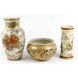 Japanese Satsuma Vase, Bowl, Hat Stand