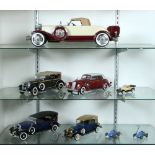 (lot of 5) Model Classic cars including a 1937 Lincoln K-12 Berline and a Beam Bourbon Whiskey