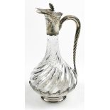 French sterling silver and glass ewer