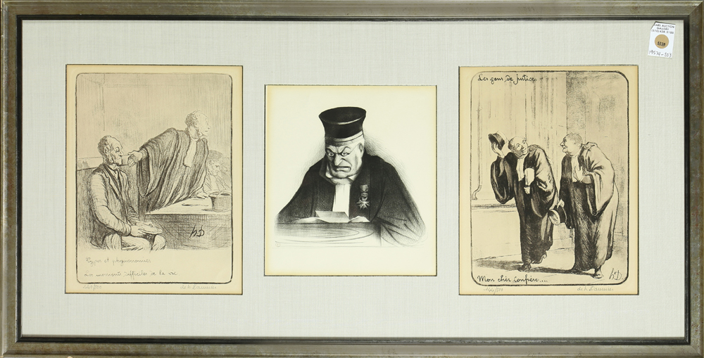 After Honoré Daumier (French, 1808–1879), Court Scenes, lithographs and offset lithographs, one