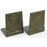 (lot of 2) Tiffany Studios Chinese Pattern patinated bookends