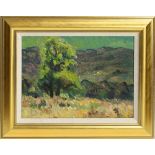 John A. Dominique (American, 1893-1994), "Summer in Ojai," 1955, oil on canvas board, signed and