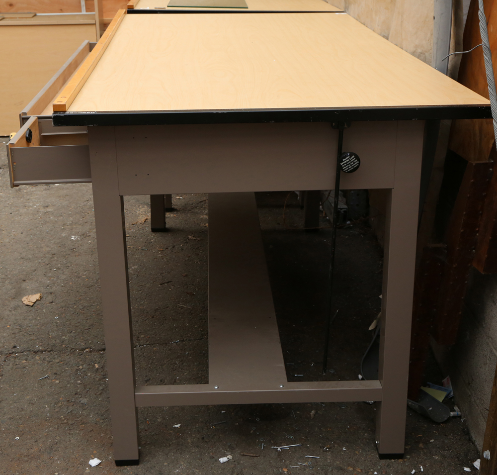 Drafting table, with adjustable top, 37.5"h x 6'w x 37.5"d - Image 3 of 3