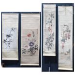 (lot of 4) Chinese scrolls, ink and color on paper: first, manner of Fu Baoshi, Mandarin Ducks;