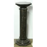 Victorian style variegated marble pedestal, having an octagonal top above the columnar standard,