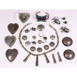 Collection of multi-stone, sterling silver, silver jewelry and items Including 2) silver heart